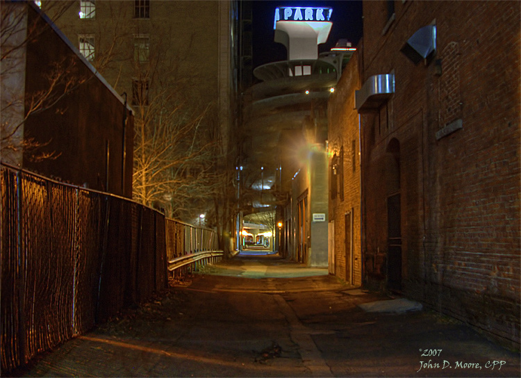 A walk on the dark side,  Downtown Spokane, Washington