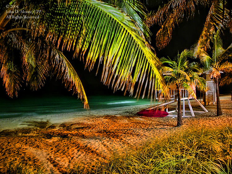 Fort Lauderdale, Florida.  Midnight at the Atlantic Ocean.