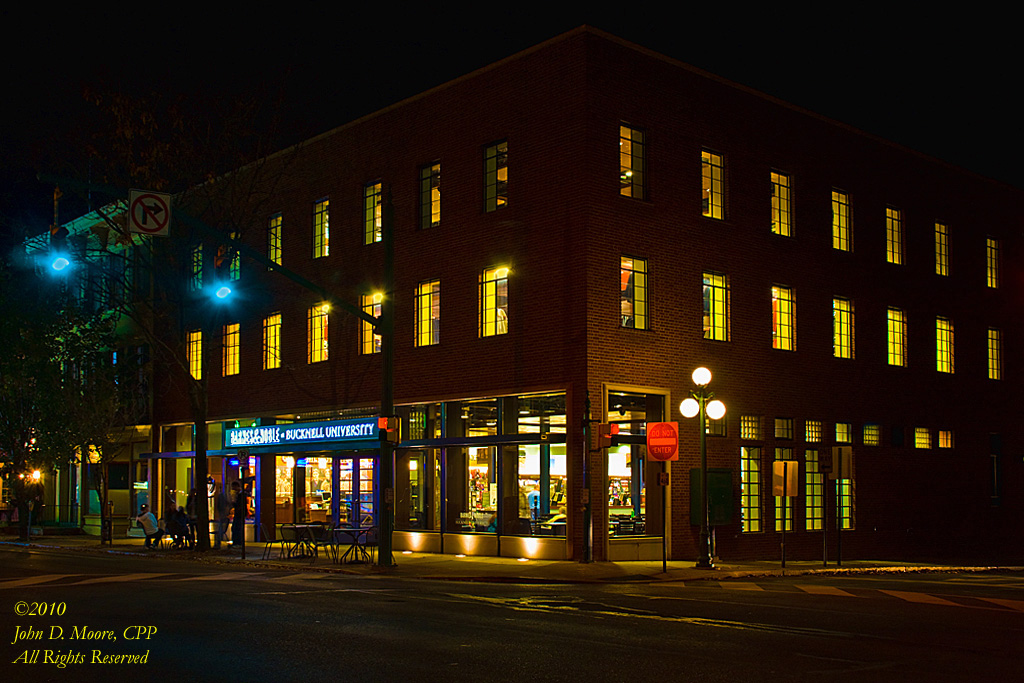 Lewisburg, Pennsylvania.  Bucknell University students hang out around the Barnes and Noble bookstore in downtown Lewisburg.