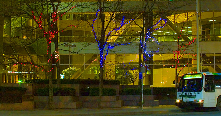 Bank of America and a waiting Spokane Transit Authority Bus