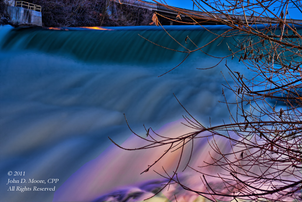 Spokane River Falls during the February snow melt.  Spokane, Washington