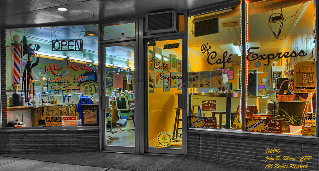 PJ's Cafe Express and Mr. Kens Barber Shop, Hillyard, Spokane, Washington