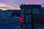 Photographers Chris Thompson and Eric Strate on the rooftop of the Riverpark Square Mall.