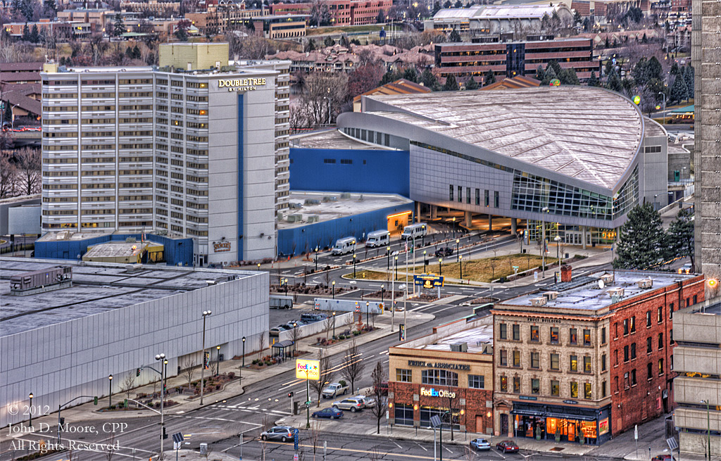 Doubletree Hotel and the Spokane Convention Center in downtown Spokane