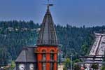 Rooftop view of the Cowles Building (center), on Spokane's west Riverside Avenue.