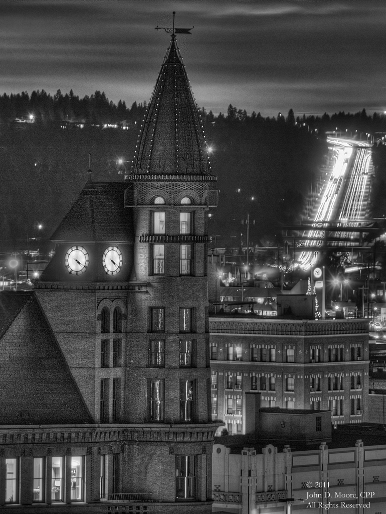 The Cowles building and a partial view of the Parsons building in downtown Spokane