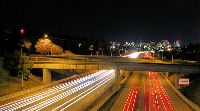 Eastbound I-90 holiday traffic, Spokane, Washington