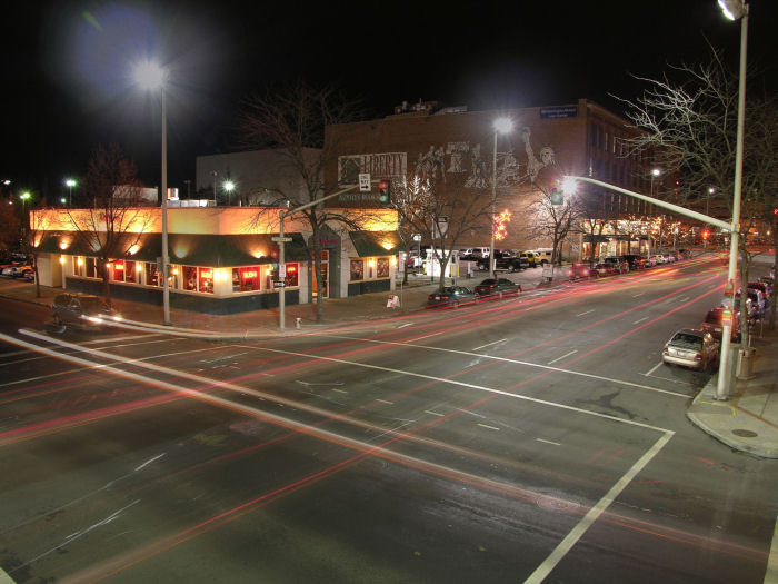 Main and Stevens holiday traffic, Spokane, Washington