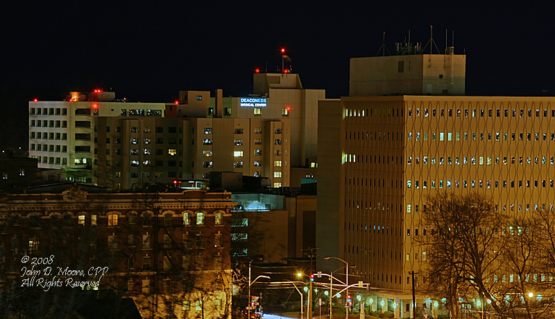 Deaconness Medical Center, on the south edge of downtown, Spokane. 