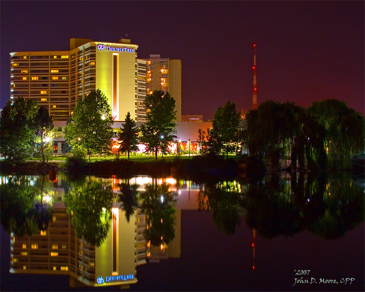 Spokane's Doubletree hotel, on the south bank of the Spokane river.