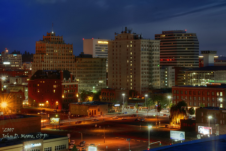 Downtown Spokane, just south of the INB Performing Arts Center.   Spokane, Washington