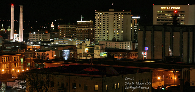 A chilly and windy look at downtown, Spokane. 