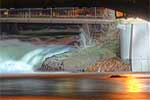 The Spokane River's North river channel flows under the Post Street Bridge.