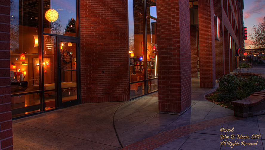 Looking west, past Escent, in downtown Spokane, just after sunset.