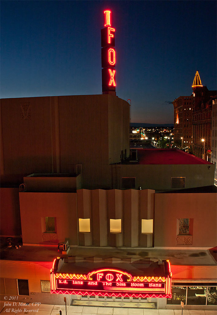 A look at the western edge of the Spokane downtown core area and the Fox Building.