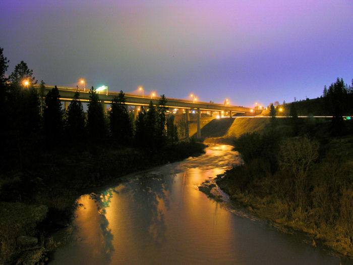 From the Eleventh street bridge, overlooking Hangman Creek and the I90 overpass, Spokane, Washington 