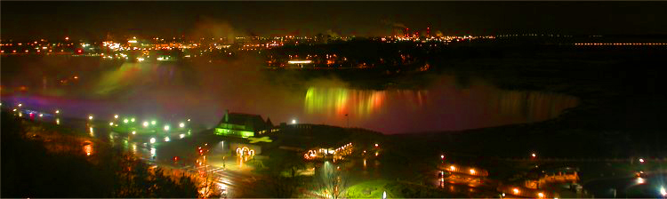 Horseshoe Falls, a rainy night at Niagara Falls, Ontario, Canada.