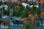 In Spokane's Riverfront Park, daylight transitions into darkness. 