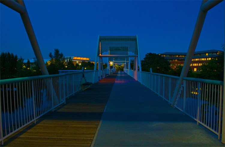 West end of the Don Kardong bridge, looking east,  Spokane, Washington 