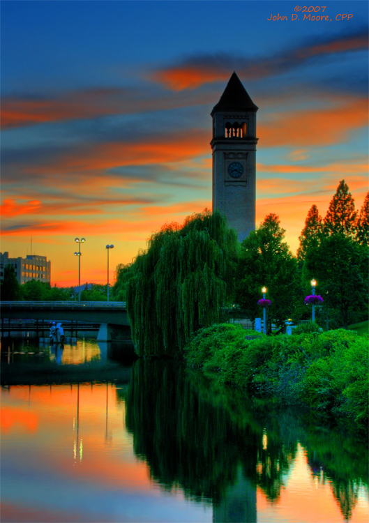 A sunset look at a very recognizeable landmark in Riverfront Park.   Spokane, Washington