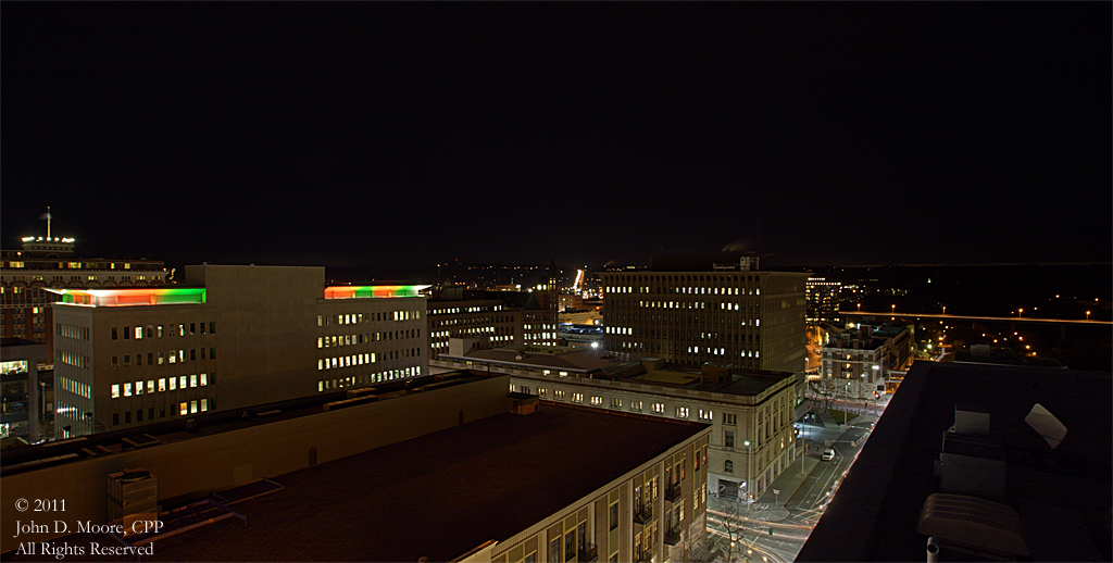 A western view of the Main and Post intersection in downtown  