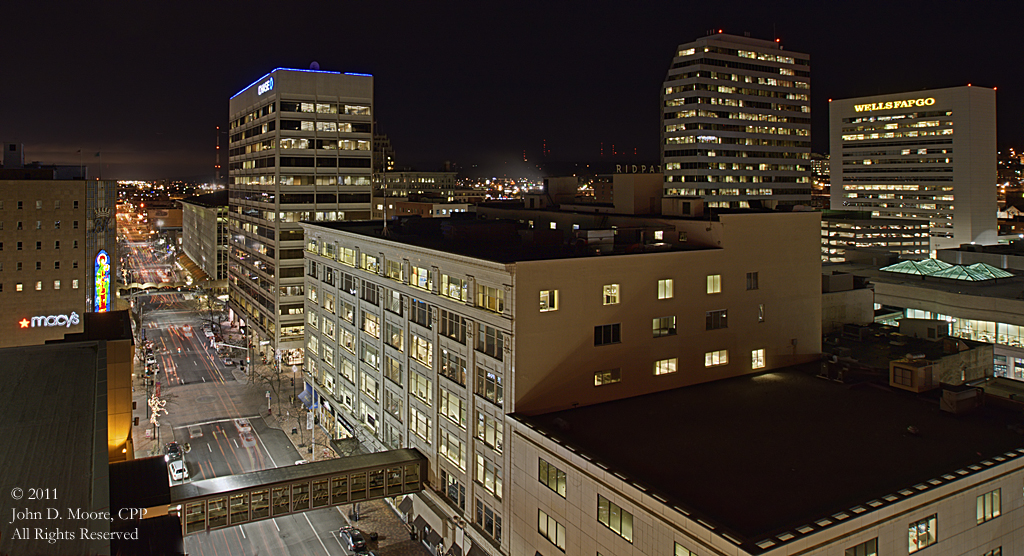 A eastern view of Main Street in downtown  