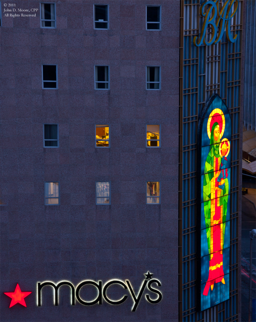 A Christmas Display on the Macy's building in downtown Spokane, Washington