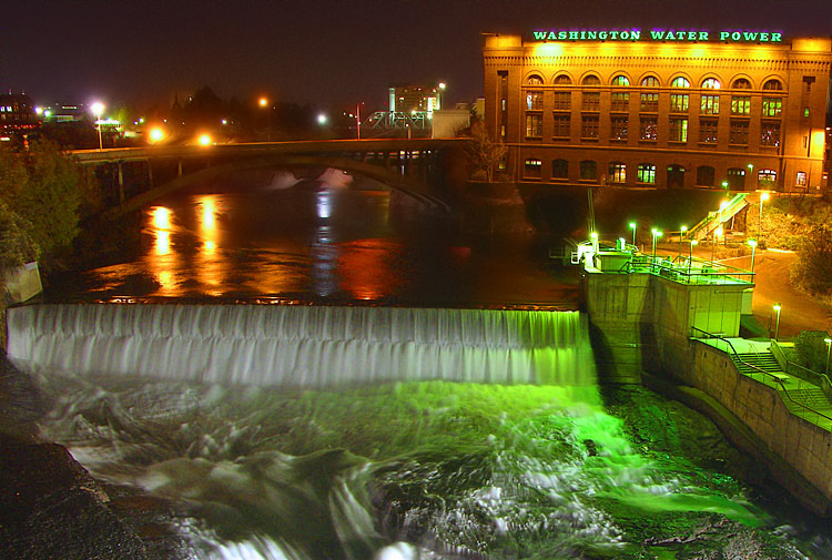 East of the Monroe Street Bridge, just west of WWP