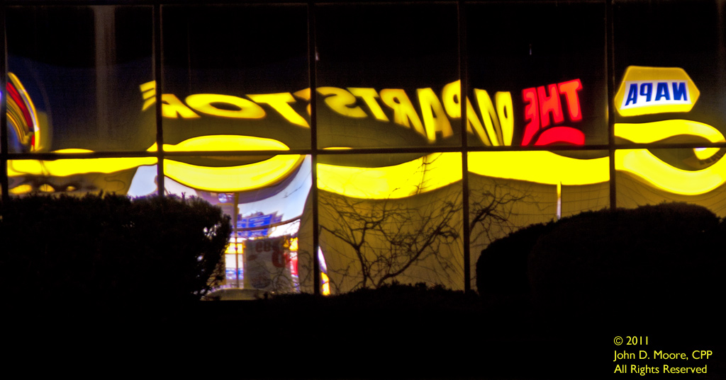 Reflected color at the northwest corner of Francis and Crestline in Northeast Spokane