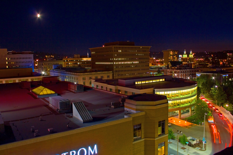 The south and west side of downtown Spokane. Spokane, Washington