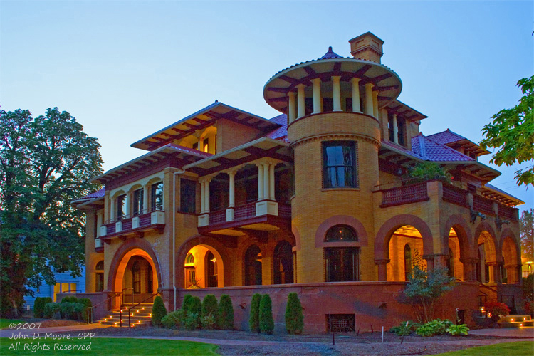 Sunset at the Patsy Clark Mansion,  Spokane, Washington