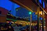 An image of Spokane's Parkade Plaza, using a window reflection