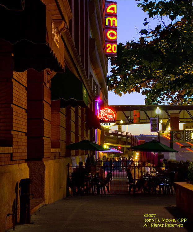 Enjoying the outdoors at downtowns Rock City Grill and the Olive Garden