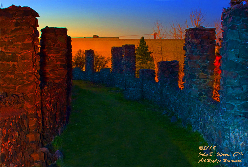 Painting with light, at the Olmstead Overlook area of Spokane's old Liberty Park.    Spokane, Washington