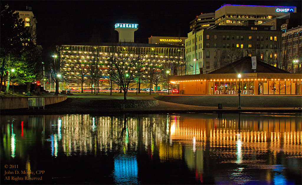 Reflections in Spokane's Riverfront Park. Spokane, Washington.