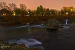 A very foggy night is coming, on the north channel of the Spokane river.