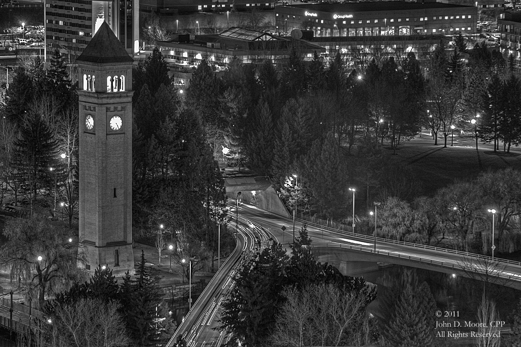  A  view of Spokane's Riverfront Park, from the rooftop of the Bank of America building.  Spokane, Washington