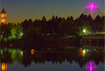 Spokane River, west view toward Riverfront Park, Spokane,Washington