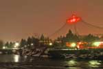 A foggy winter night in Spokane's Riverfront Park