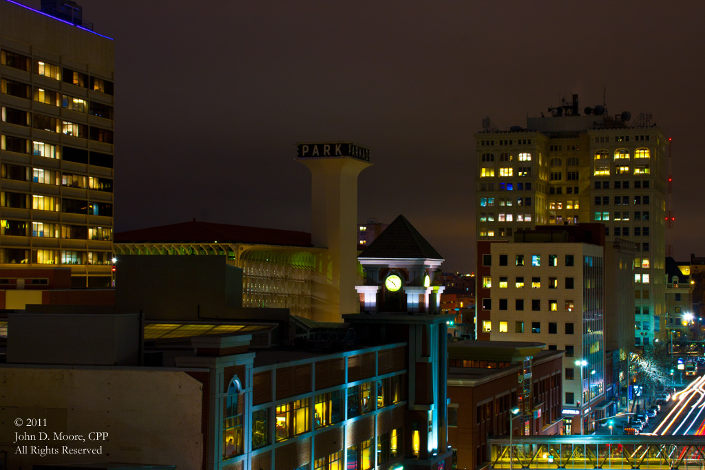 Riverside Avenue, a look to the east from the roof of the SRBC building.