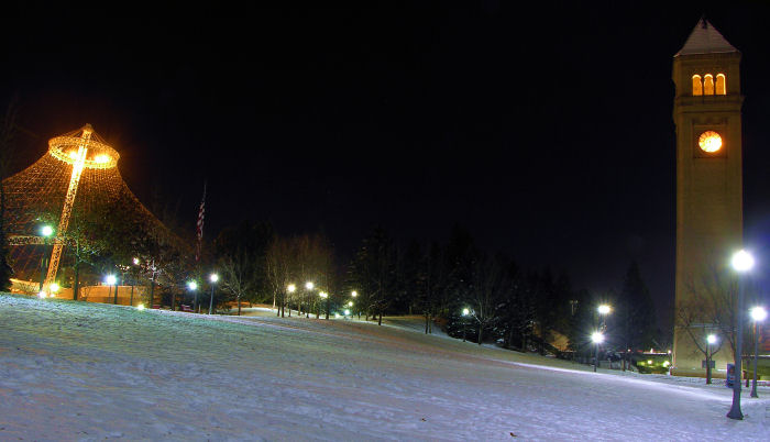 Riverfront Park, a very cold Sunday night, Spokane, Washington