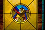 Painting with light, a stained glass window is lighted (painted) on one side and shot from the other side.