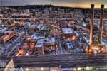 A southern view of downtown Spokane from the roof of the Davenport Hotel Tower