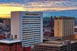 A view of downtown Spokane, to the southwest, from the rooftop of the Old National Bank building.    