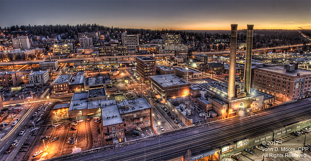 A southwest view from the roof of the Davenport Hotel Tower