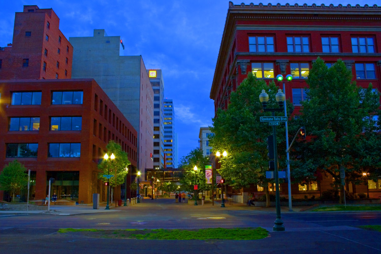 Spokane Falls Blvd and Wall Street,  Downtown Spokane, Washington