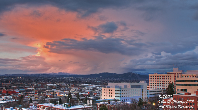 A spring storm over the area of Mt. Spokane.    Spokane, Washington