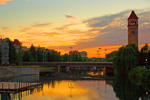 Sunset over the Spokane River, Spokane, Washington  