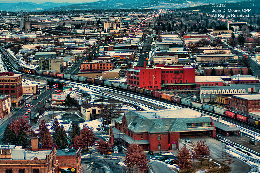 A  view from the roof of the Wells Fargo building, toward the east of Spokane's downtown.