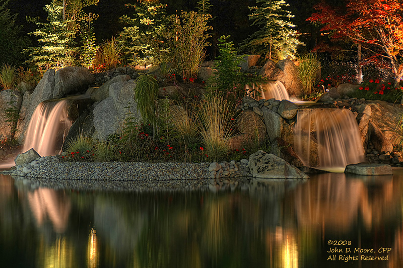 Hardscape waterfalls in the area of Wandermere, north of Twiggs restaurant.  